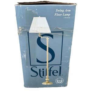Vtg STIFFEL Swing Arm Floor Lamp  Brass Sleek Mid Century Modern BNIB NOS